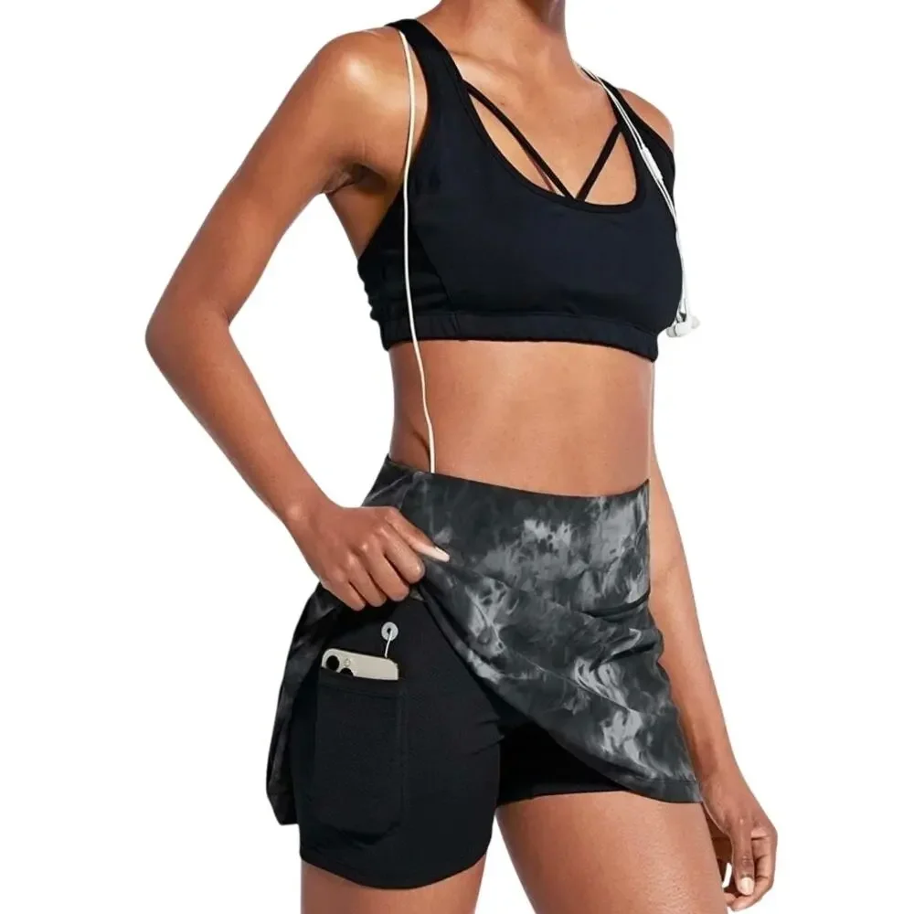 Baleaf Flyleaf Tie Dye Grey Blue‎ Tennis Skort Medium Built-In Shorts